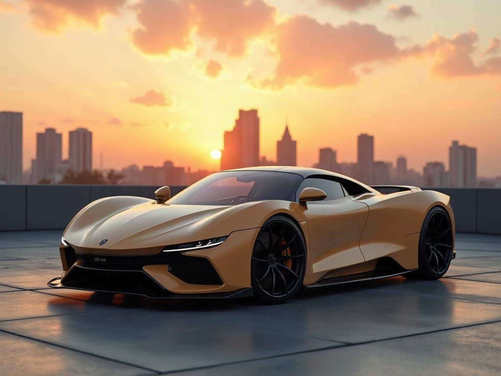 A photorealistic sand beige exotic mid-engine supercar with gloss-blac — AI car build by @tainaanselmo08
