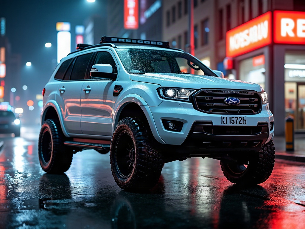 A photorealistic pearl white rugged off-road SUV with satin-black mult — AI car build by @tainaanselmo08