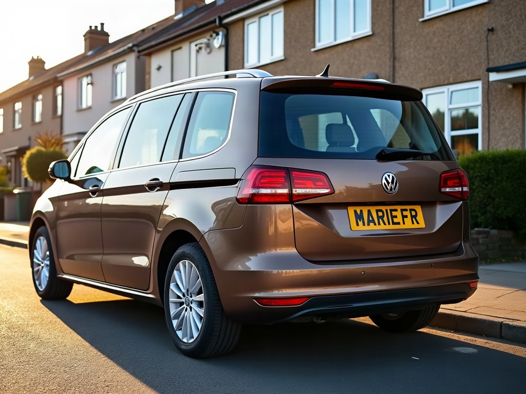 A photorealistic brown seven-seater family MPV — AI car build by @mariefricault