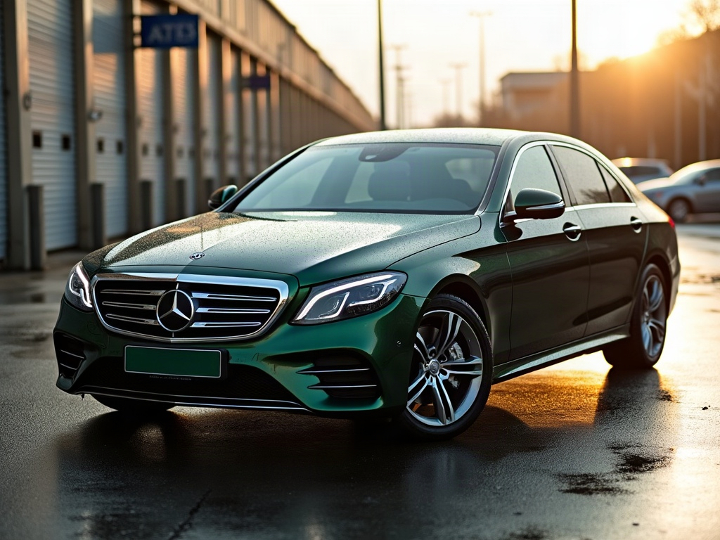 A photorealistic dark green executive sedan — AI car build by @hirschbuhlerp