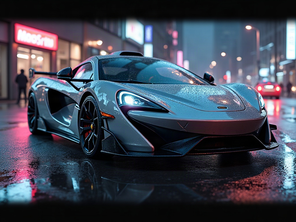 A photorealistic liquid-silver exotic supercar with an aggressive aero — AI car build by @justintaylorfl