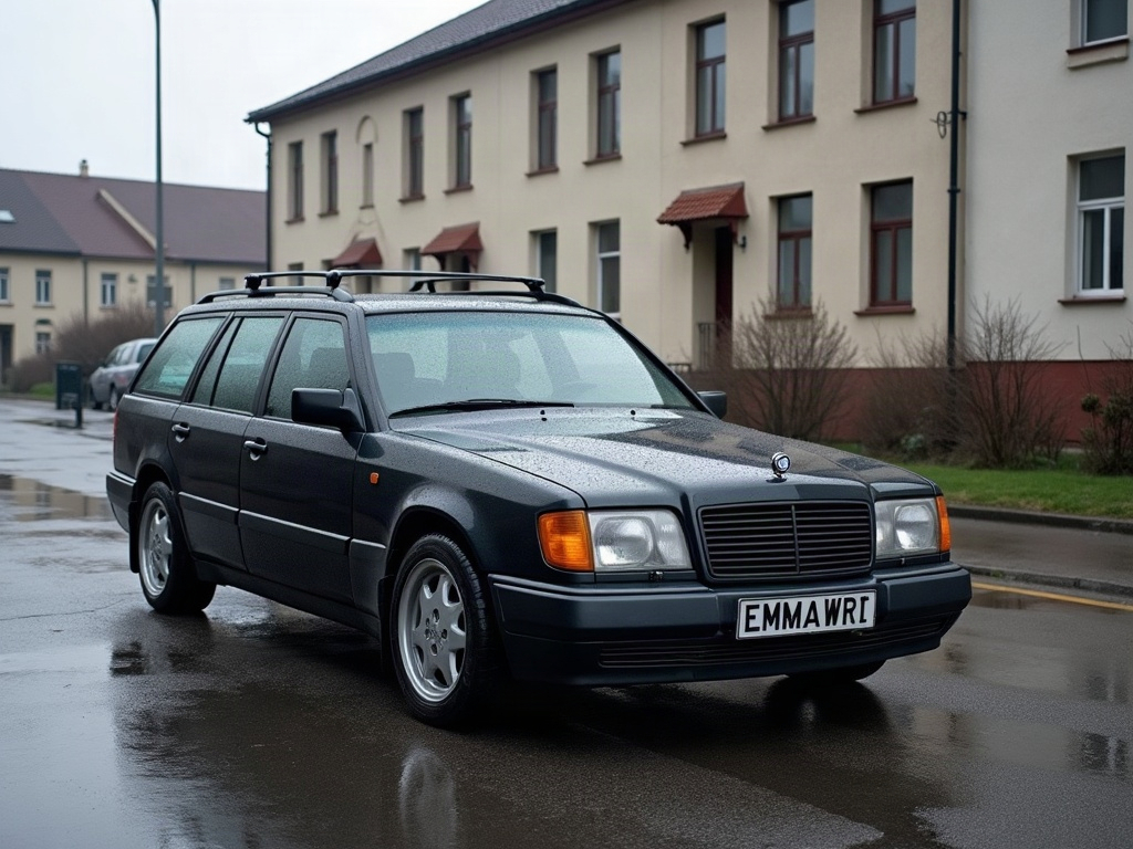 A photorealistic anthracite estate station wagon — AI car build by @emmawright