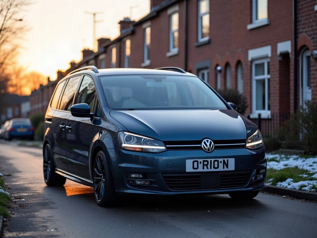 A photorealistic steel blue seven-seater family MPV — AI car build by @callarya
