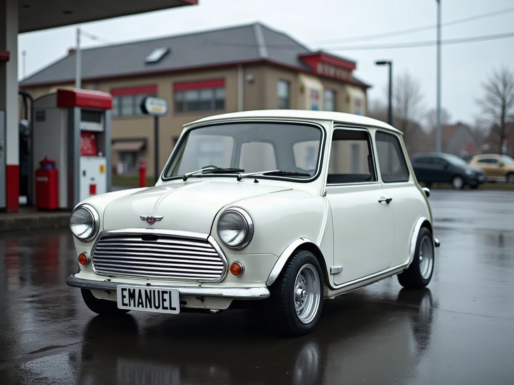 A photorealistic white small city car — AI car build by @dorenxkanso