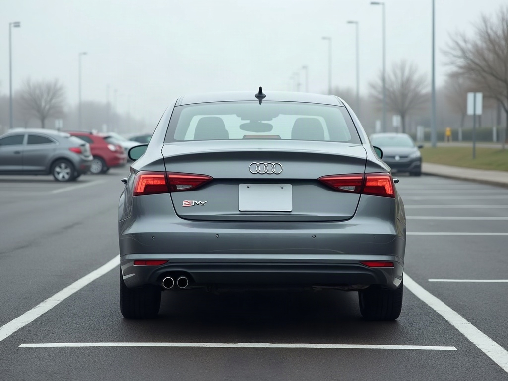 A photorealistic grey everyday commuter sedan — AI car build by @726ynh
