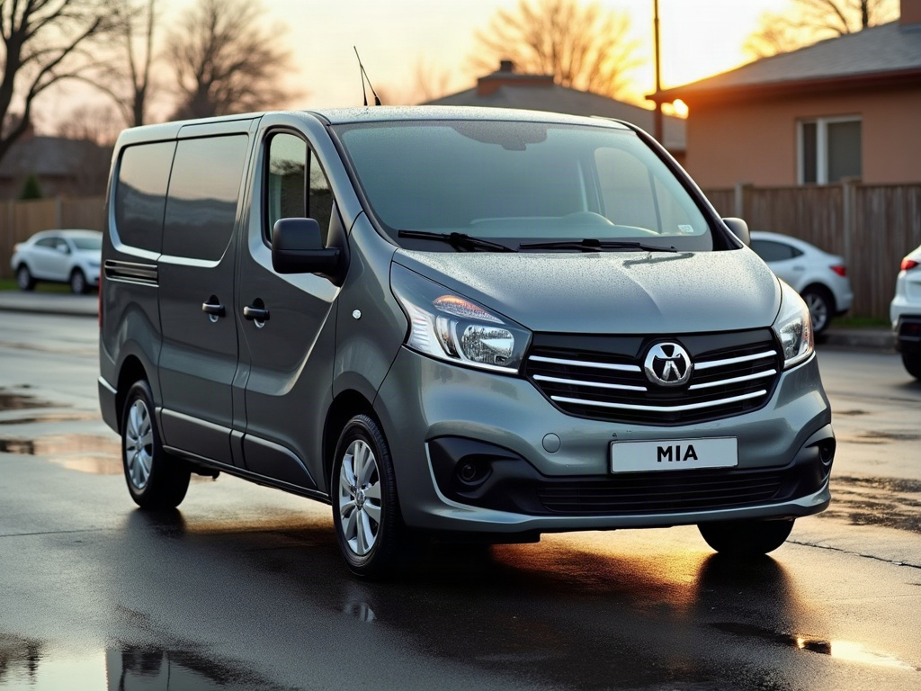 A photorealistic gunmetal grey small delivery van — AI car build by @fulgencegraoro