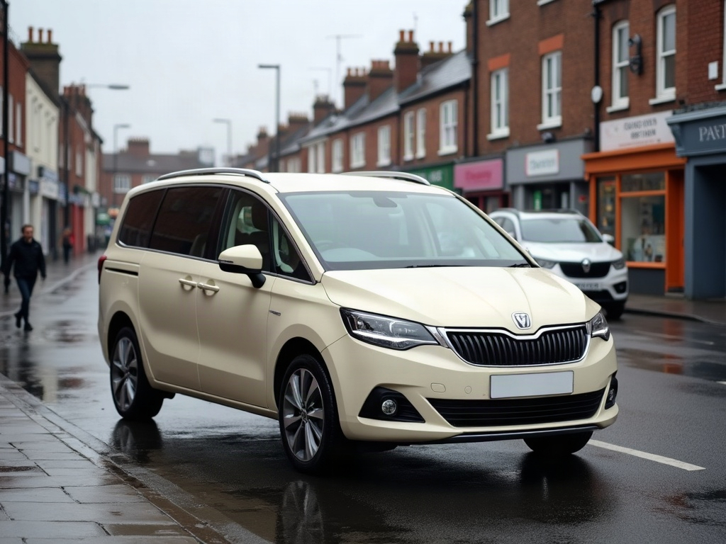 A photorealistic cream seven-seater family MPV — AI car build by @kekhenu