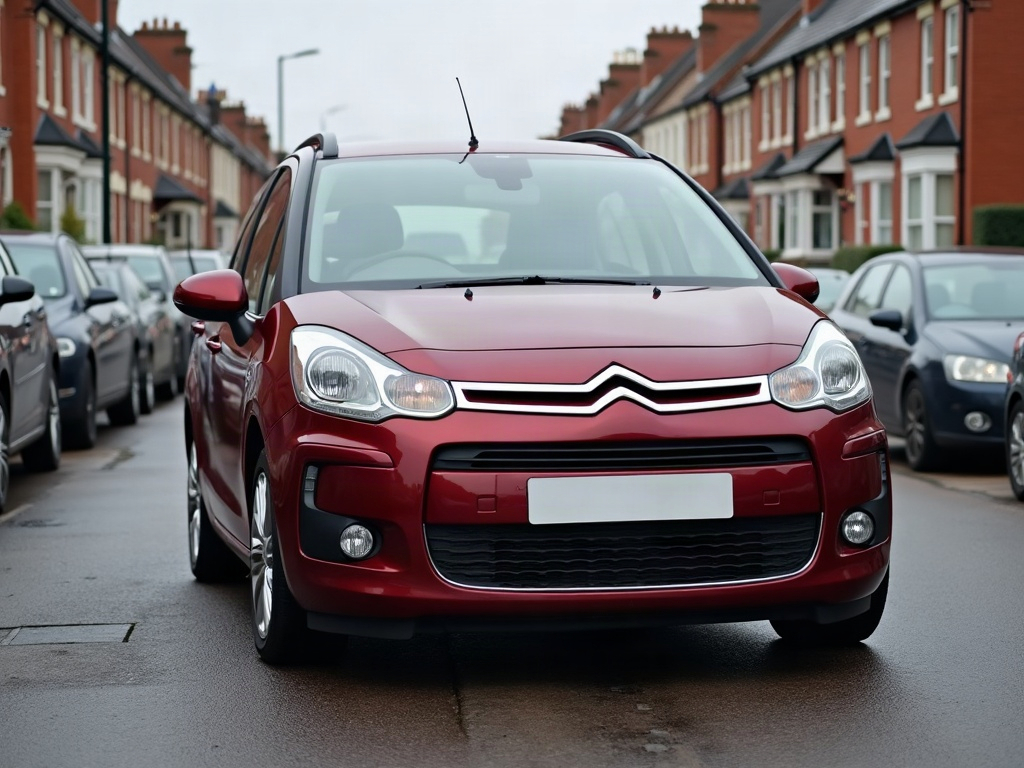 A photorealistic maroon mid-size family car — AI car build by @tahiirbalci