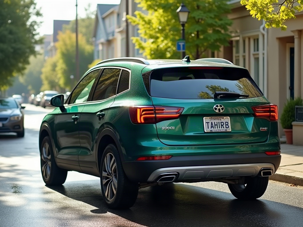 A photorealistic forest green small family SUV — AI car build by @tahiirbalci