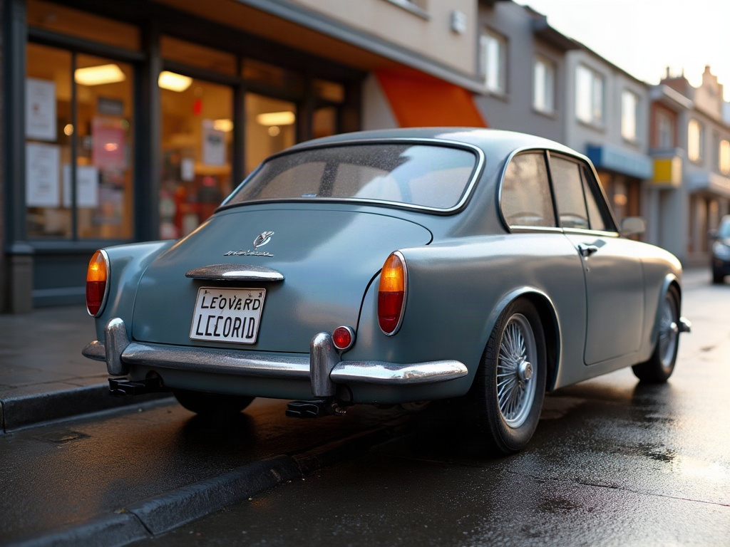A photorealistic slate modest two-door coupe — AI car build by @geoffreycabassut