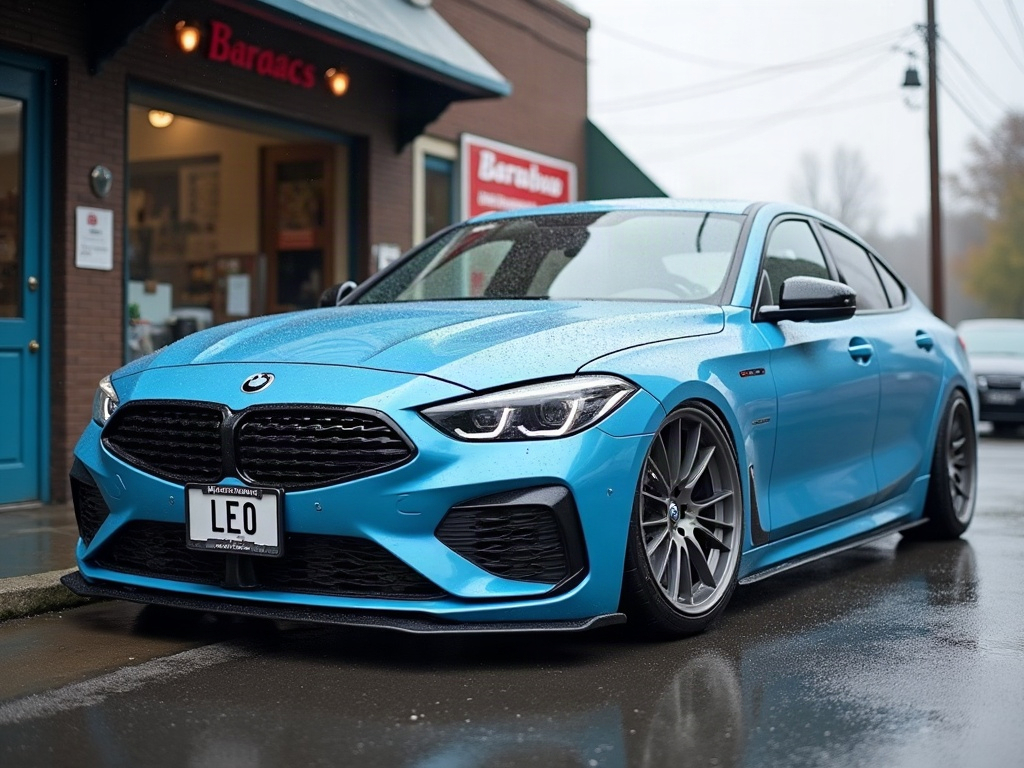 A photorealistic sky blue executive sedan — AI car build by @kgmtsnm