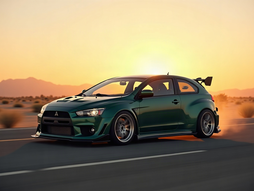 A photorealistic deep teal JDM widebody hot hatch with silver cross-sp — AI car build by @jaimeestega