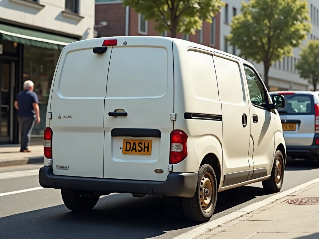 A photorealistic pearl white small delivery van — AI car build by @z_penkova