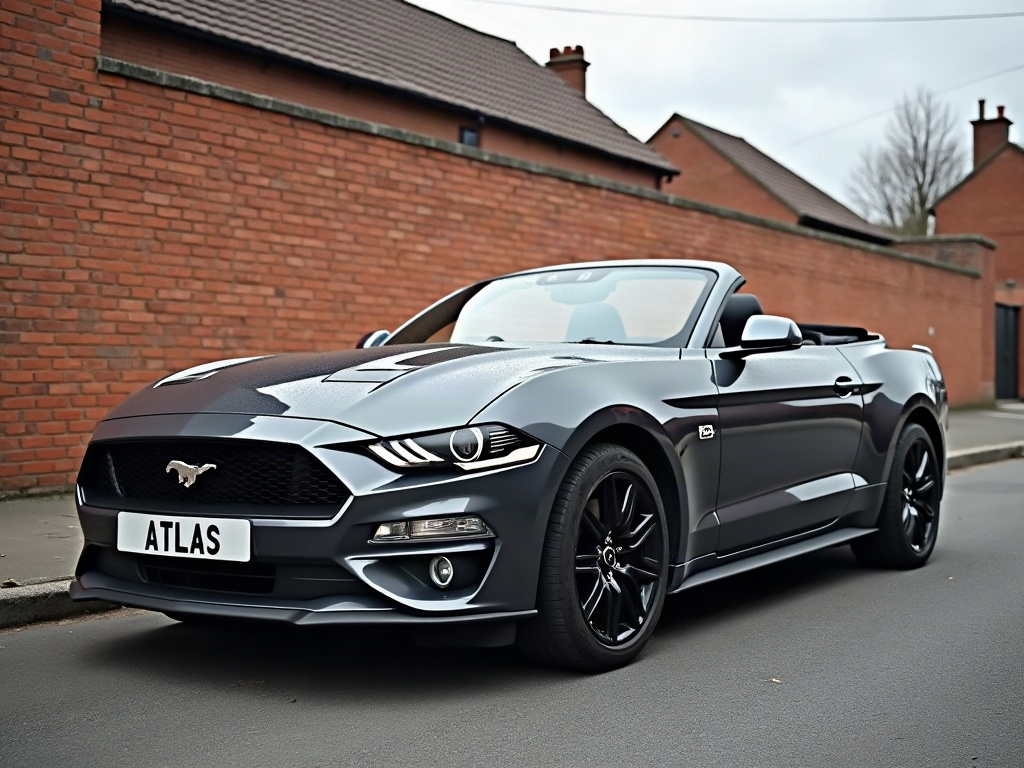 A photorealistic dark grey small convertible — AI car build by @cmw1689