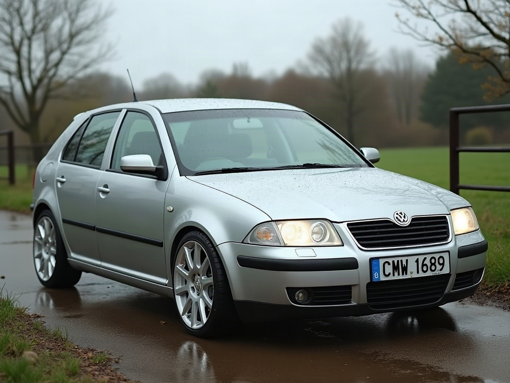 A photorealistic silver compact sedan — AI car build by @cmw1689