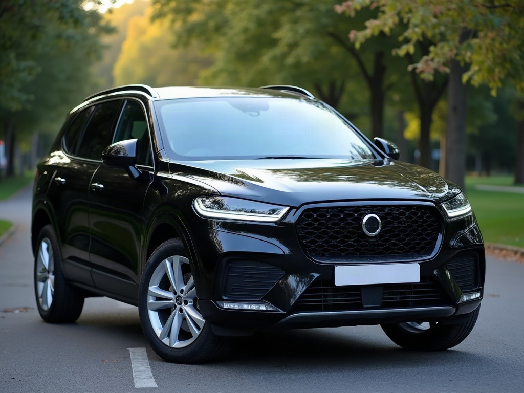 A photorealistic black mid-size SUV — AI car build by @pharmacistae