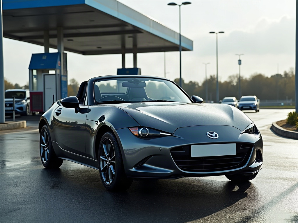 A photorealistic graphite grey small convertible — AI car build by @jgasconp