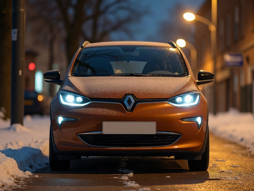 A photorealistic brown compact electric hatchback — AI car build by @jgasconp