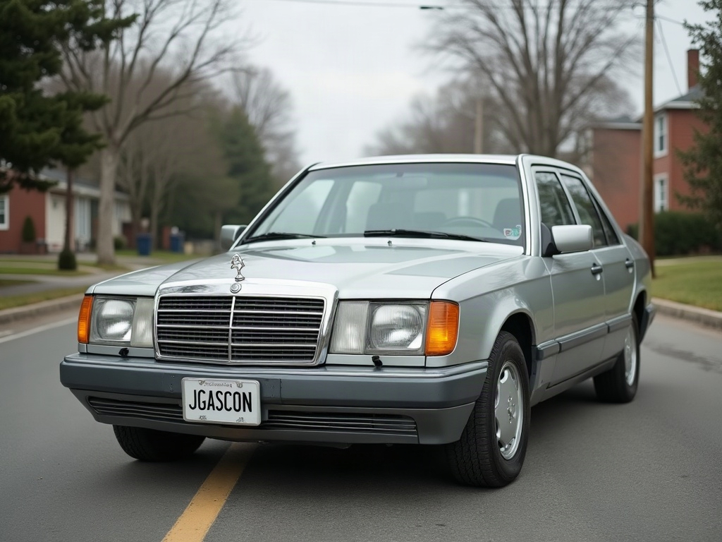 A photorealistic metallic silver older classic sedan — AI car build by @jgasconp