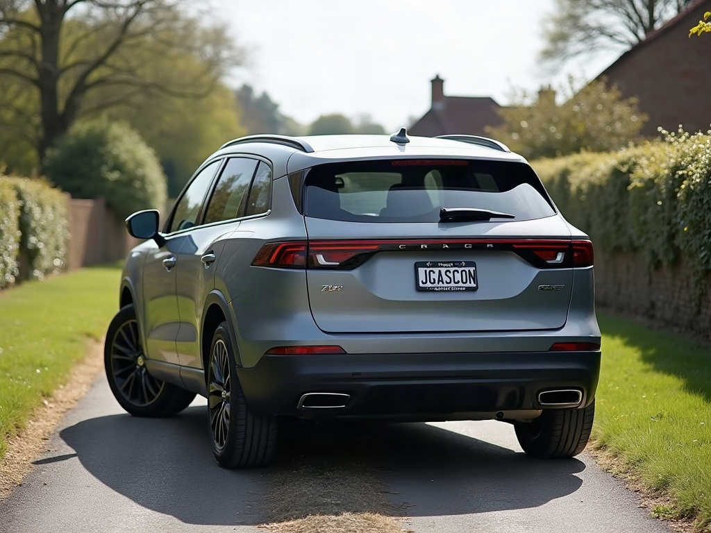 A photorealistic grey crossover SUV — AI car build by @jgasconp
