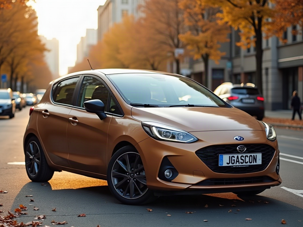 A photorealistic brown compact hatchback — AI car build by @jgasconp
