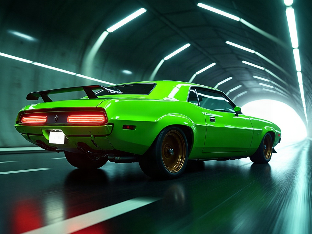 A photorealistic lime green shooting-brake wagon with deep bronze whee — AI car build by @cristinamarinbarenys