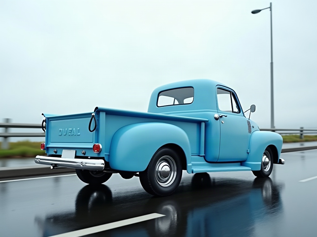 A photorealistic sky blue small pickup — AI car build by @maganaisaiah2
