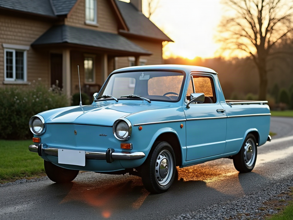 A photorealistic light blue small pickup — AI car build by @nlngochuyen