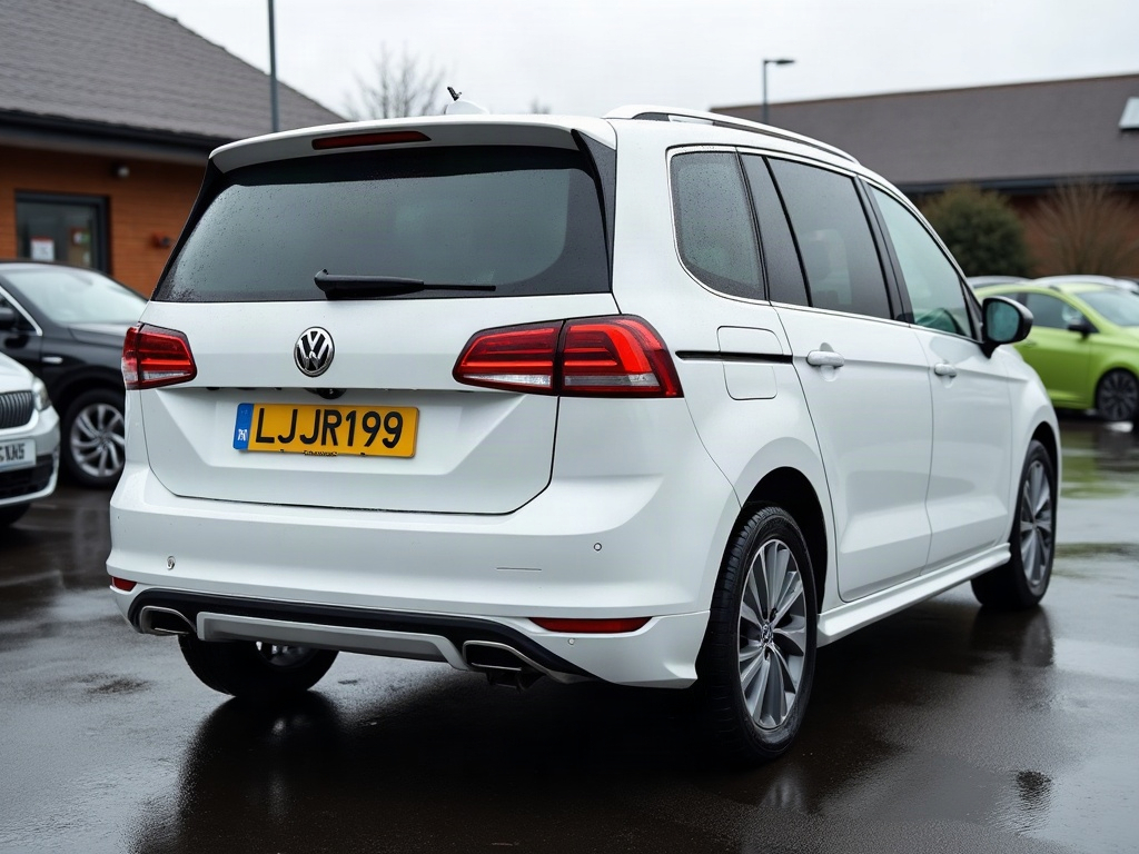 A photorealistic pearl white seven-seater family MPV — AI car build by @warddirix
