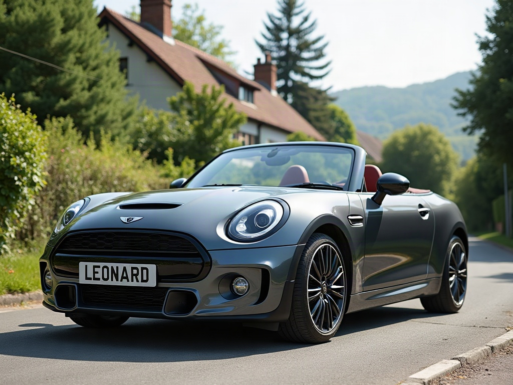 A photorealistic anthracite small convertible — AI car build by @carlocretaro