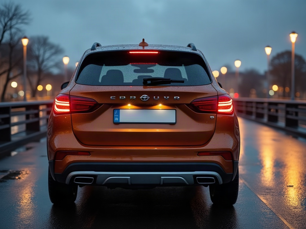 A photorealistic copper boxy compact SUV — AI car build by @joseandresacebo