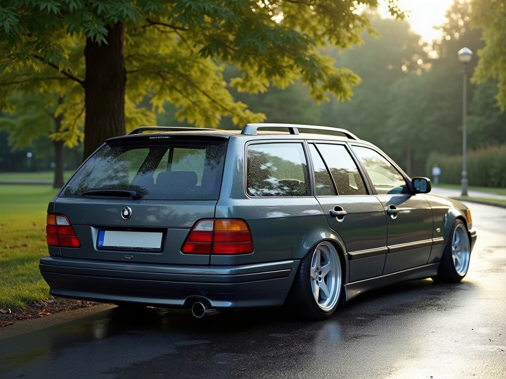 A photorealistic graphite grey estate station wagon — AI car build by @delanoremy