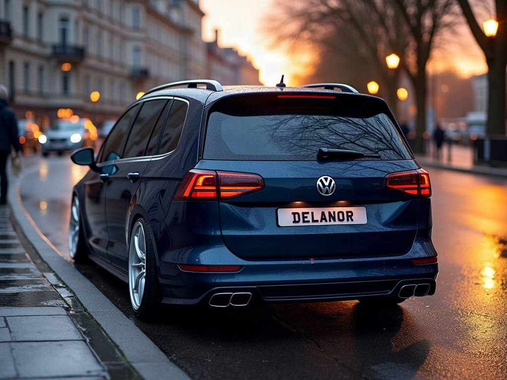 A photorealistic navy blue seven-seater family MPV — AI car build by @delanoremy