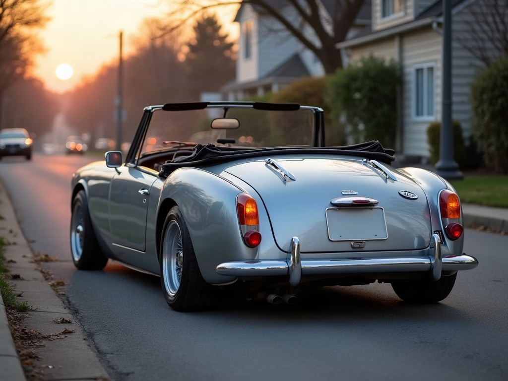 A photorealistic metallic silver small convertible — AI car build by @delanoremy
