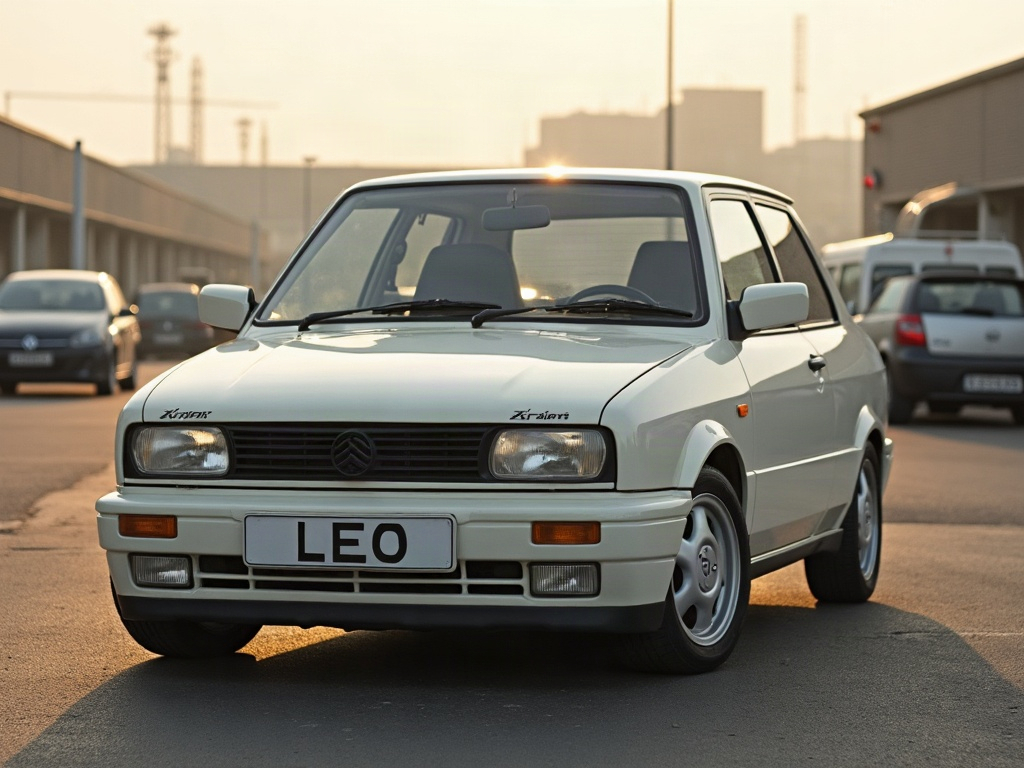A photorealistic off-white family hatchback — AI car build by @djiroiranie