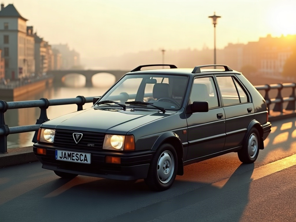 A photorealistic anthracite five-door hatchback — AI car build by @dberica71