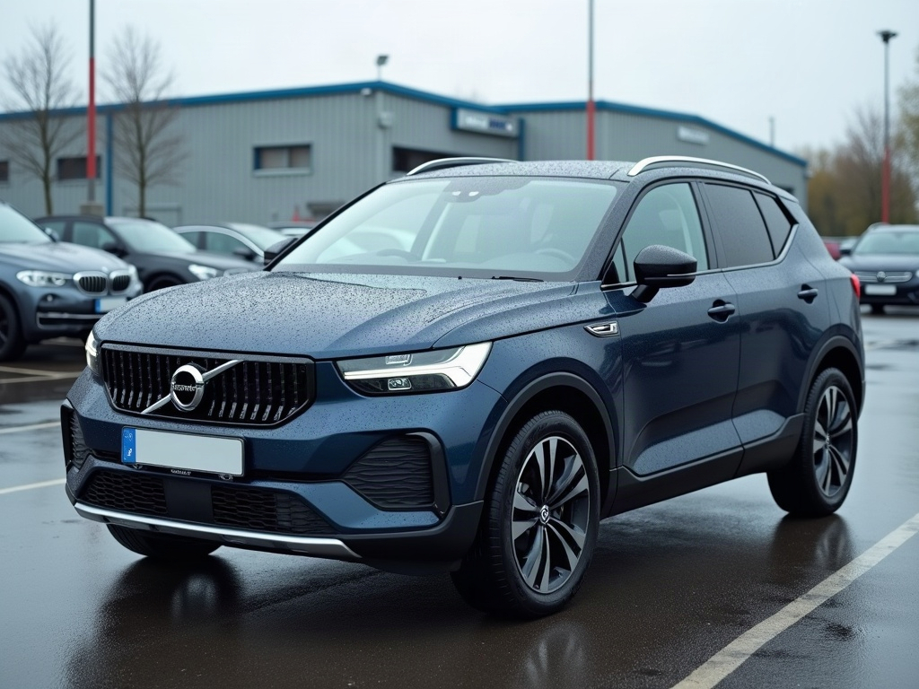 A photorealistic dark blue small family SUV — AI car build by @giuseppecardia