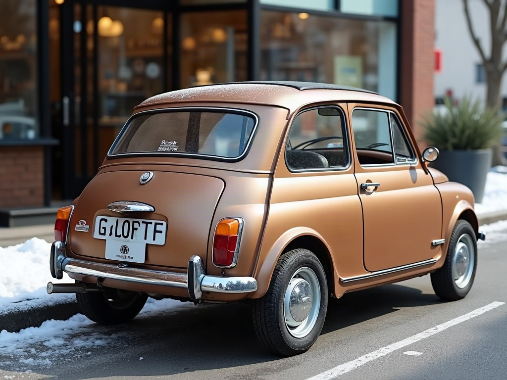 A photorealistic bronze city micro-car — AI car build by @mitichem