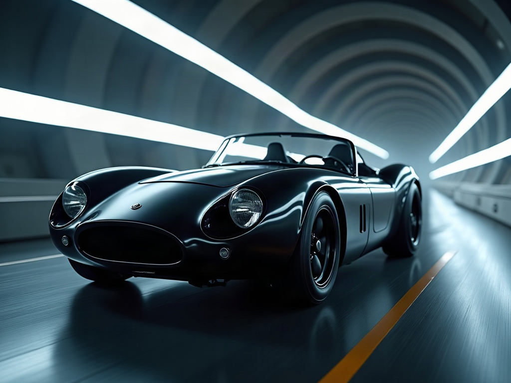 A photorealistic matte black convertible roadster with satin-black mul — AI car build by @lidiannesanti
