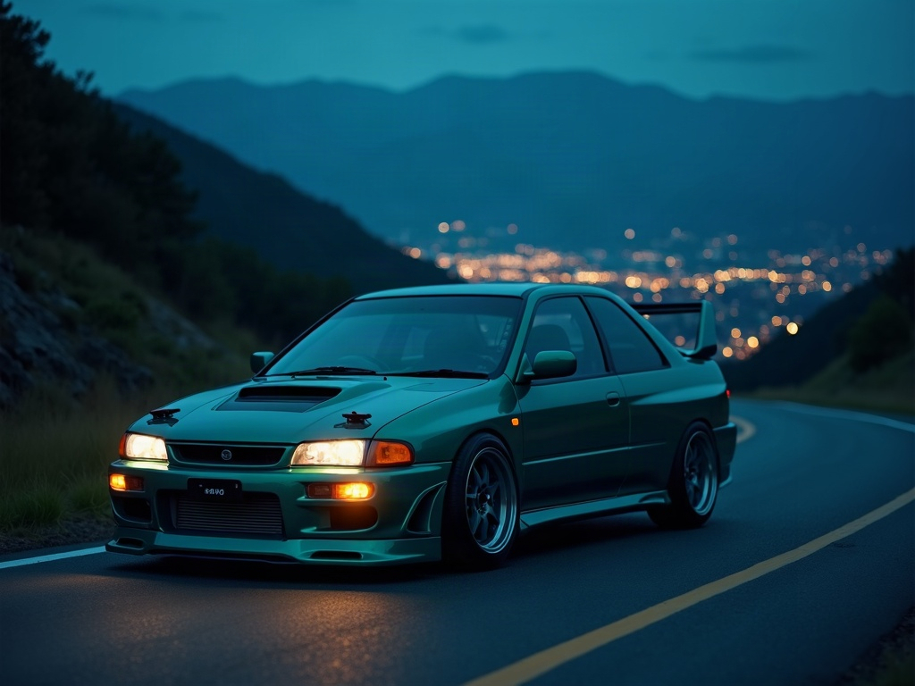 A photorealistic teal JDM widebody hot hatch with tasteful racing live — AI car build by @marziafiastri