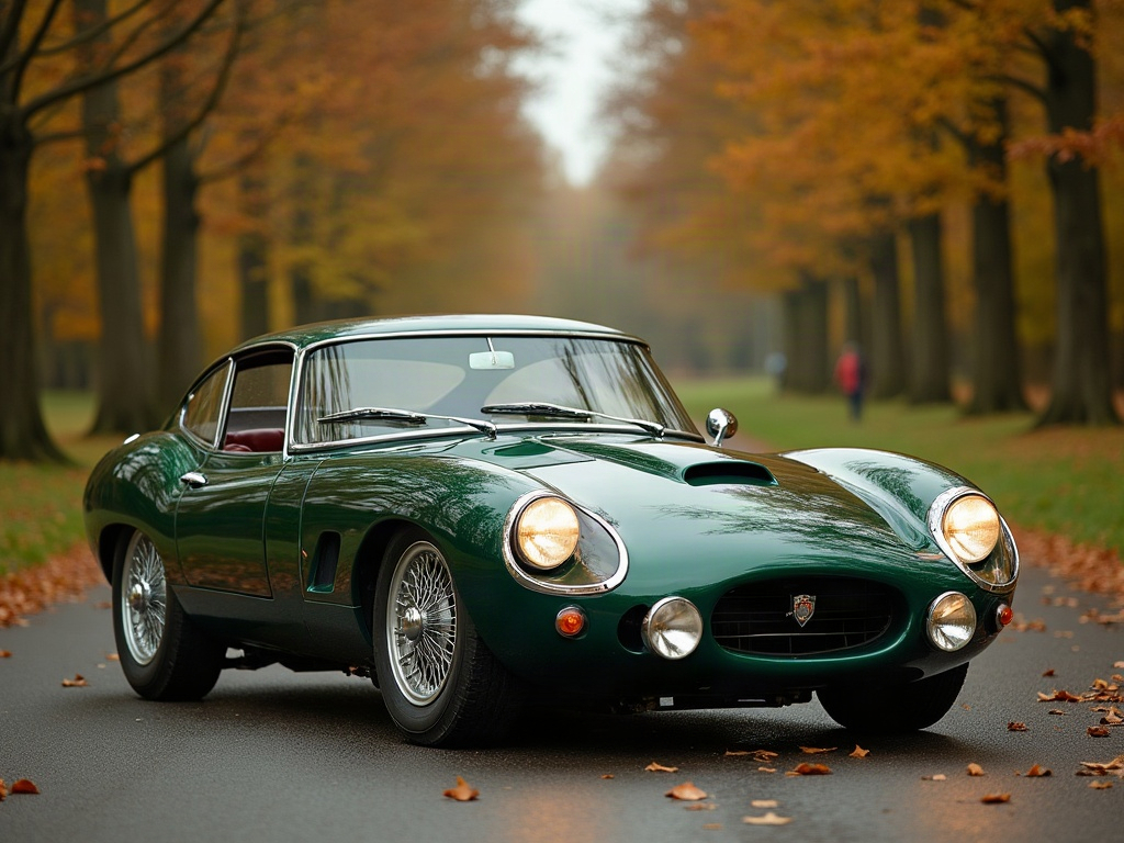 A photorealistic British-racing-green classic restomod coupe with chro — AI car build by @rajeshyesplus