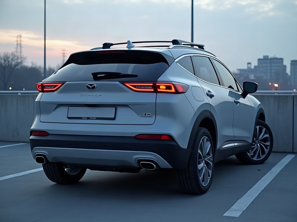 A photorealistic grey mid-size crossover — AI car build by @quiesq