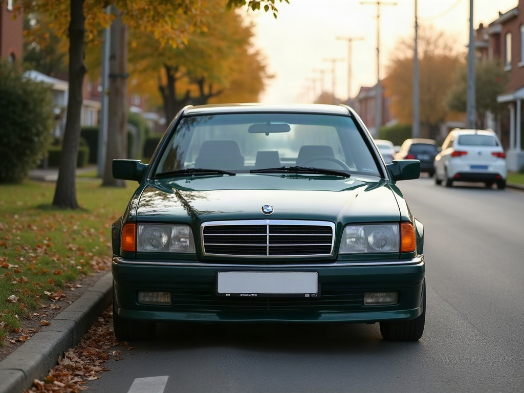A photorealistic dark green executive sedan — AI car build by @qudus636