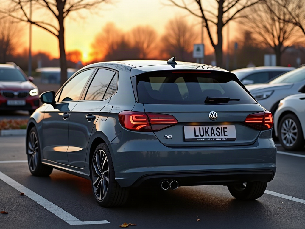 A photorealistic slate subcompact car — AI car build by @lukasiewiczartur68