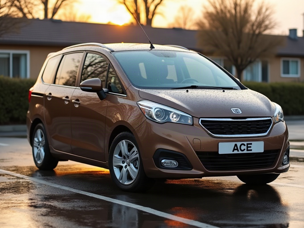 A photorealistic brown small MPV people carrier — AI car build by @aldengille