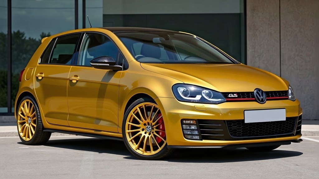 Replace the car's wheels with classic BBS-style gold mesh wheels; Wrap — AI car build by @demox1