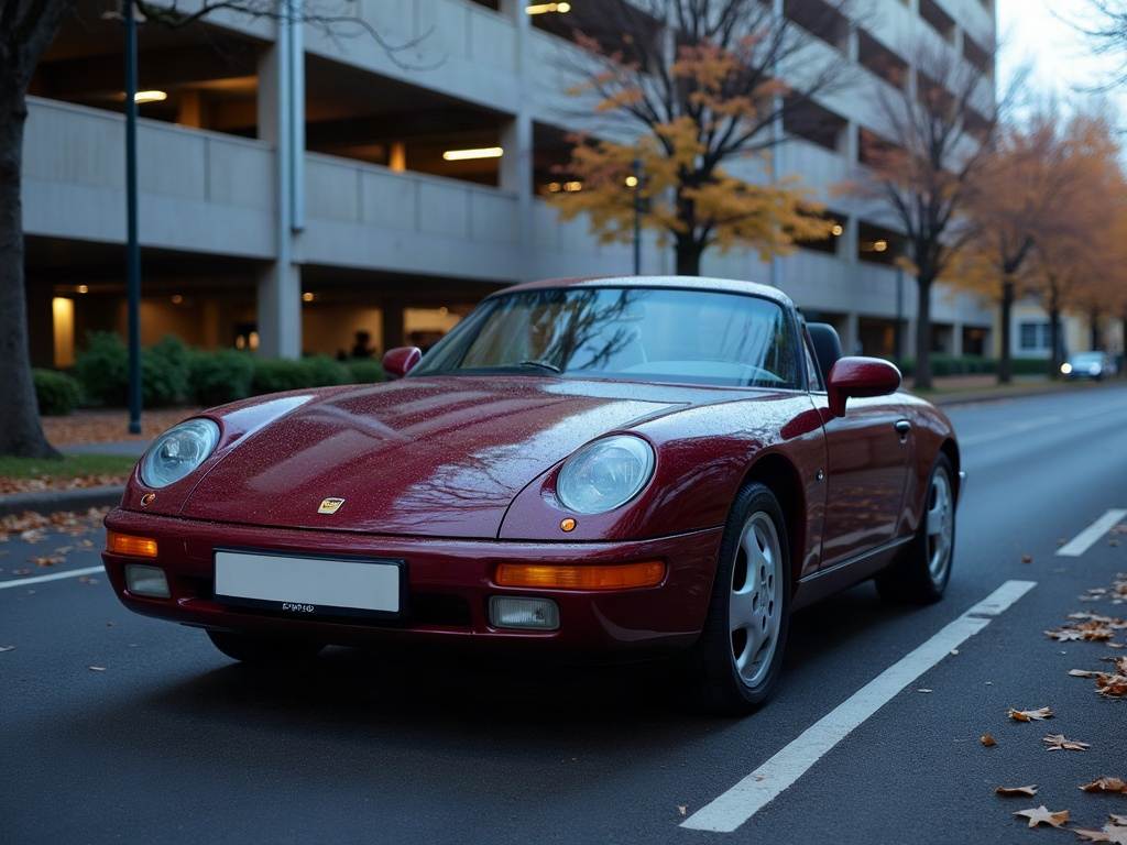A photorealistic maroon small convertible — AI car build by @syah11