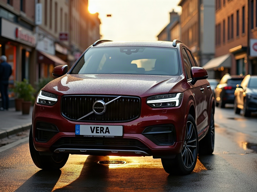 A photorealistic burgundy mid-size SUV — AI car build by @tracytam321