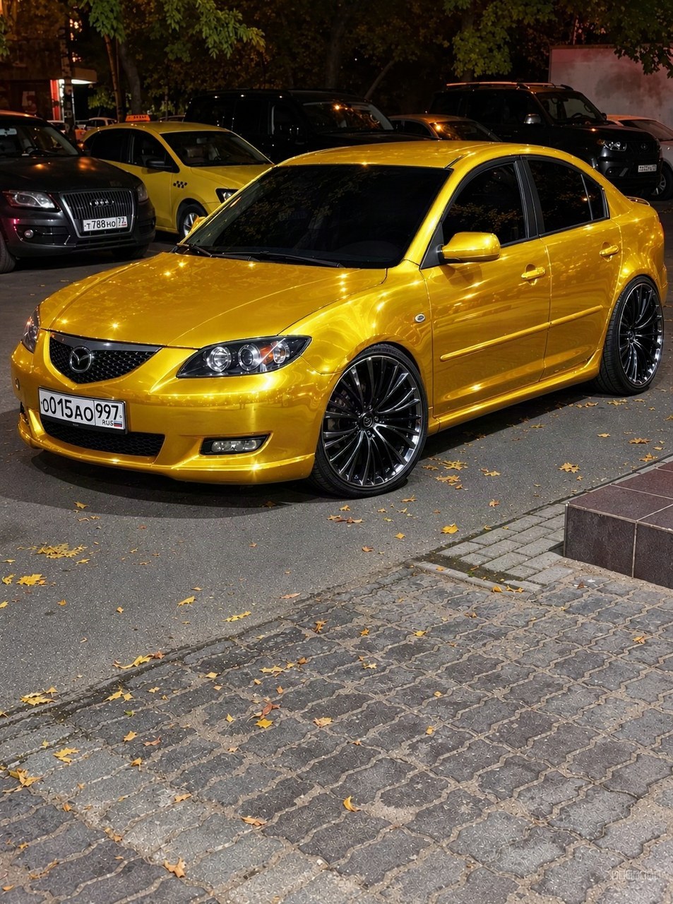 Wrap the car in polished mirror chrome gold; Apply a dark 20% window t — AI car build by @dinar207207