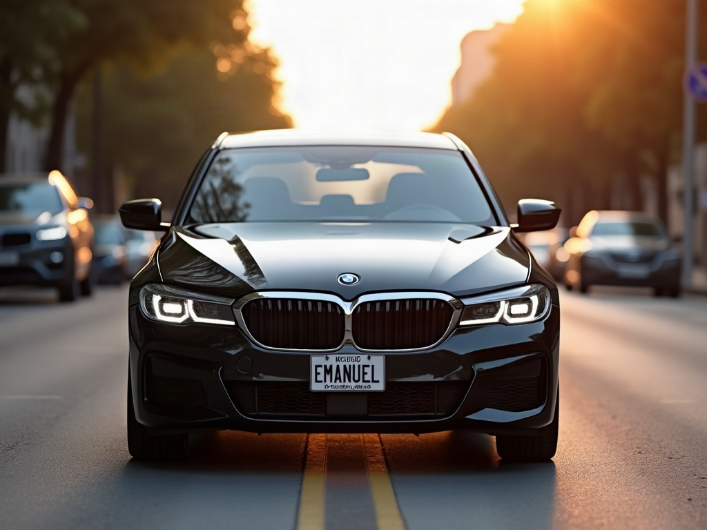A photorealistic black everyday commuter sedan — AI car build by @emanuela_ratiu